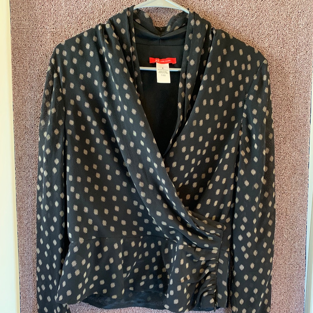 Silk Anne Klein Sheer V-Neck Top